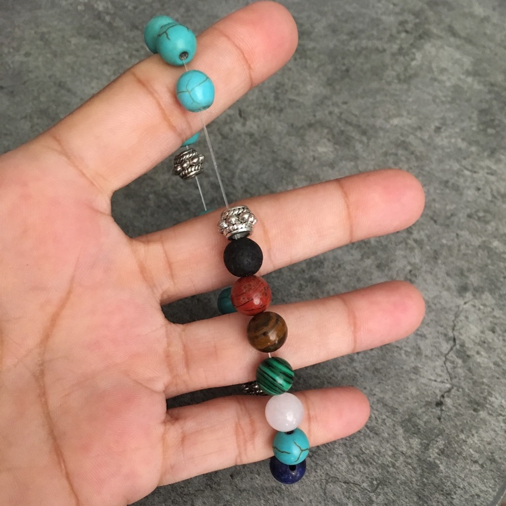 MORE COMING 7 Chakra Natural Stone Lava Elastic Br - Picture 5 of 5